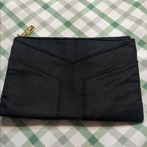 Yves Saint Laurent Black Quilted Chevron Zip Clutch cosmetic bag